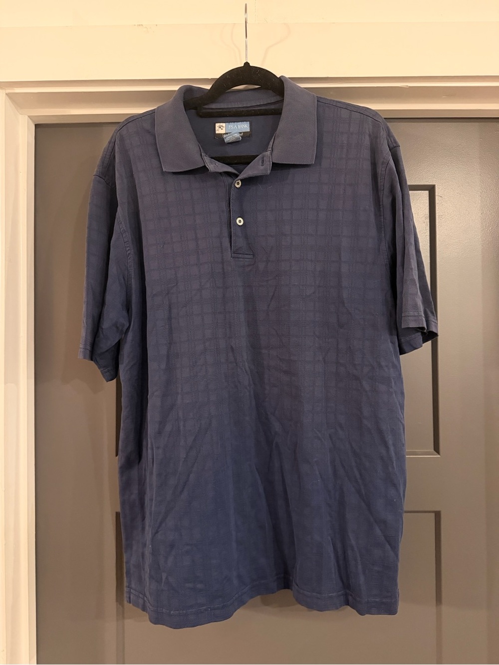 Jos. A. Bank Leadbetter Golf Navy Tonal Plaid Polo Shirt Men’s L